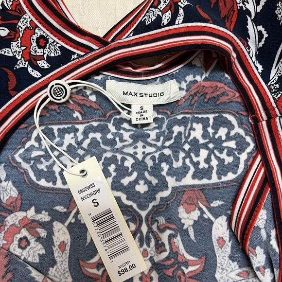 NWT Max Studio S navy brick white shift dress - Picture 6 of 10